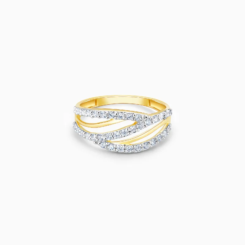 Chic Women's Rings for Fashion-Forward Looks-Gold Heartfelt Emotions Diamond Ring