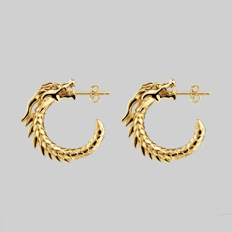 Women's Earrings – Elegant Designs for Every Personality--DRAKE. Dragon Hoop Earrings - Gold Women's Earrings – Elegant Designs for Every Personality--DRAKE. Dragon Hoop Earrings - Gold