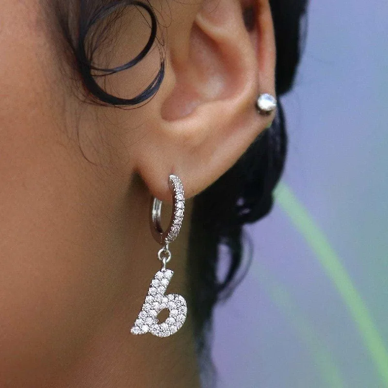 Women's Earrings – Elegant Designs for Every Personality--Diamond Script Lowercase Font Earring - Single