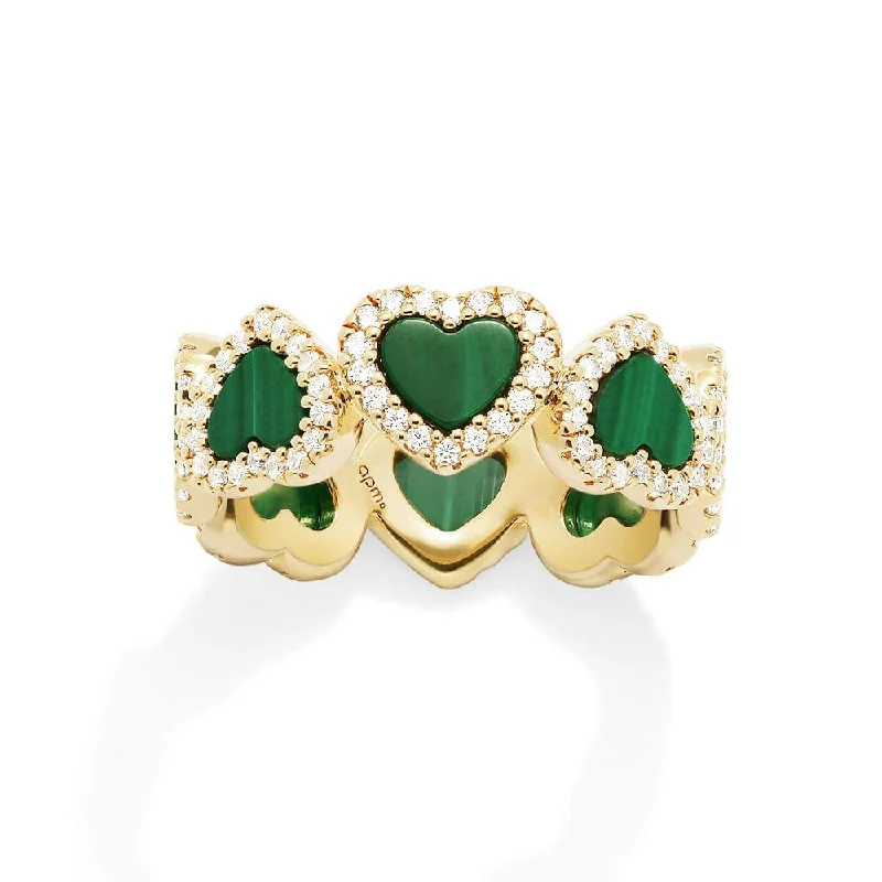 Chic Women's Rings for Fashion-Forward Looks-Malachite Heart Ring