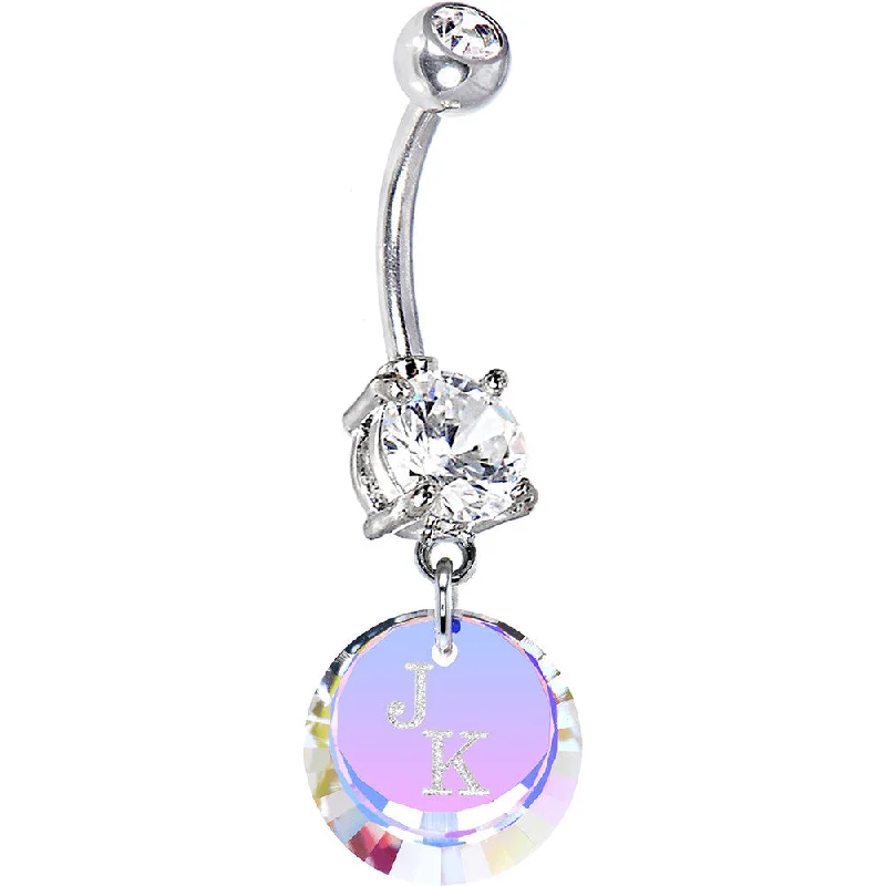 Cute Belly Rings for Summer Style -Custom Round Aurora Crystal Personalized Belly Ring Cute Belly Rings for Summer Style -Custom Round Aurora Crystal Personalized Belly Ring