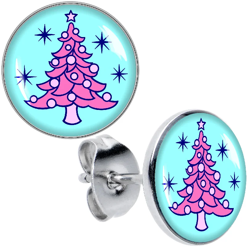 Women's Earrings – Elegant Designs for Every Personality--Pastel Christmas Tree Holiday Stud Earrings