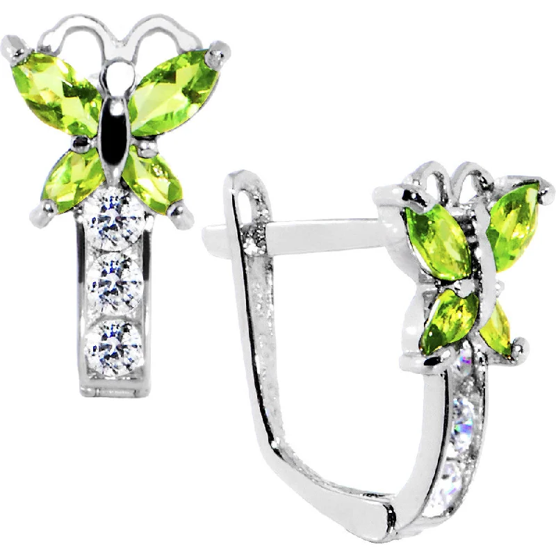 Women's Earrings – Elegant Designs for Every Personality--14kt White Gold Butterfly August Birthstone Leverback Earrings Women's Earrings – Elegant Designs for Every Personality--14kt White Gold Butterfly August Birthstone Leverback Earrings