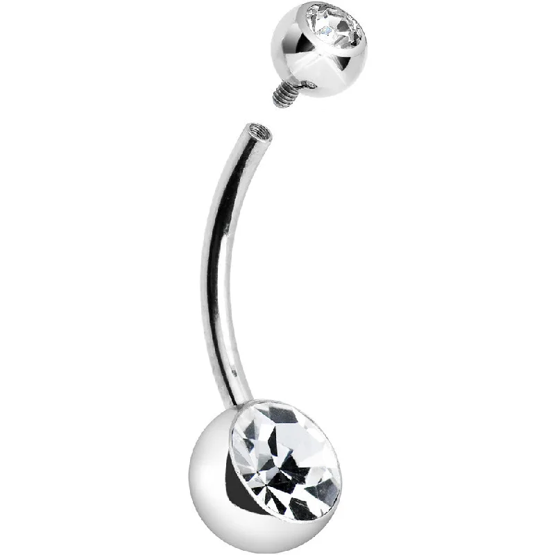 Stylish Belly Rings for Bold Fashion Choices -Internally Threaded Clear Double Gem Belly Ring 12mm Stylish Belly Rings for Bold Fashion Choices -Internally Threaded Clear Double Gem Belly Ring 12mm