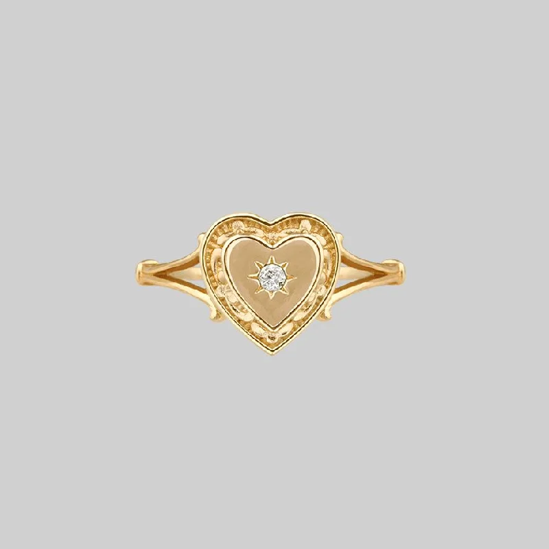 Chic Women's Rings for Fashion-Forward Looks-MY DARLING. Heart & Cubic Zirconia Ring - Gold Chic Women's Rings for Fashion-Forward Looks-MY DARLING. Heart & Cubic Zirconia Ring - Gold