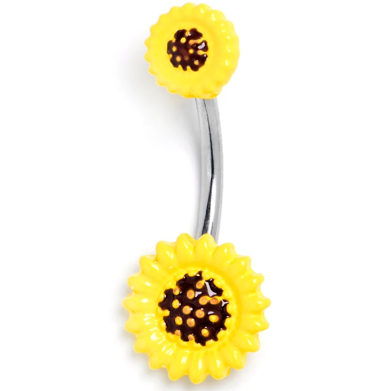 Unique Belly Rings with Beautiful Accents -Sunny Simple Flower Double Mount Belly Ring Unique Belly Rings with Beautiful Accents -Sunny Simple Flower Double Mount Belly Ring