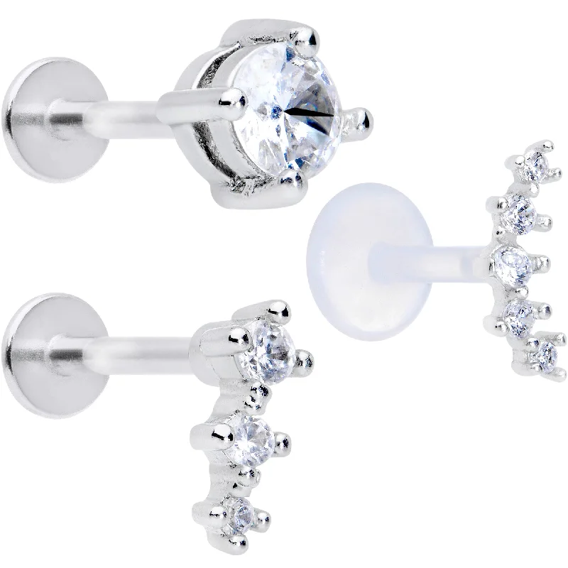 Vibrant Lip Rings for Bold Looks16 Gauge 5/16 Clear Gem Bioplast Curves Labret Monroe Tragus Set of 3 Vibrant Lip Rings for Bold Looks16 Gauge 5/16 Clear Gem Bioplast Curves Labret Monroe Tragus Set of 3