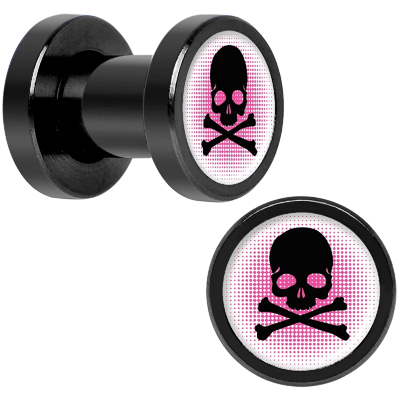 Women's Earrings – Elegant Designs for Every Personality--Pink Black Skull Black Anodized Screw Fit Plug Set 4 Gauge Women's Earrings – Elegant Designs for Every Personality--Pink Black Skull Black Anodized Screw Fit Plug Set 4 Gauge