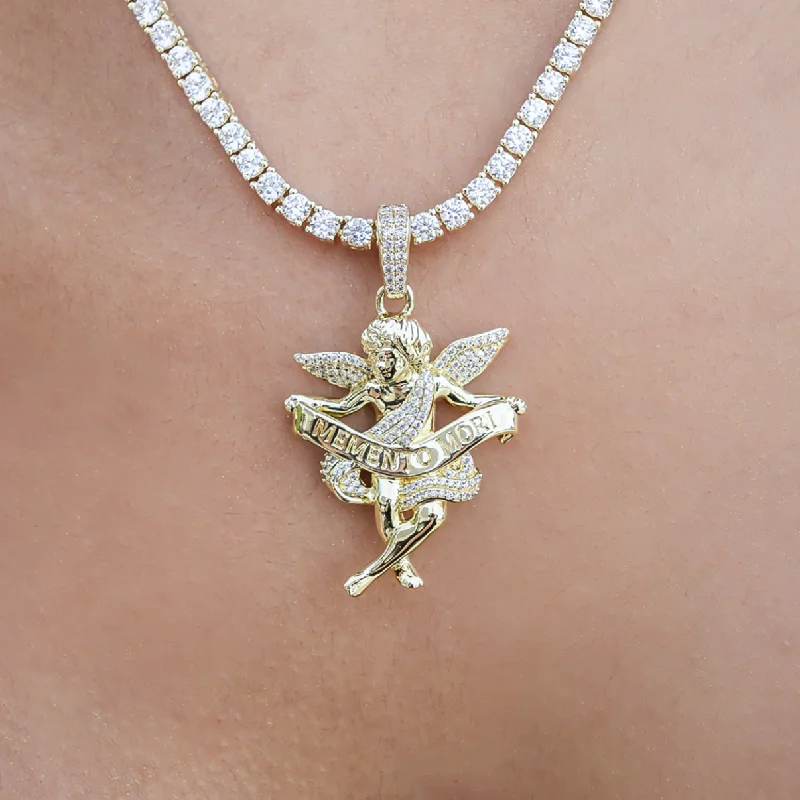 Shop Classic Women's Necklaces & Pendants with a Modern Twist-Iced Cherub Angel Pendant Shop Classic Women's Necklaces & Pendants with a Modern Twist-Iced Cherub Angel Pendant