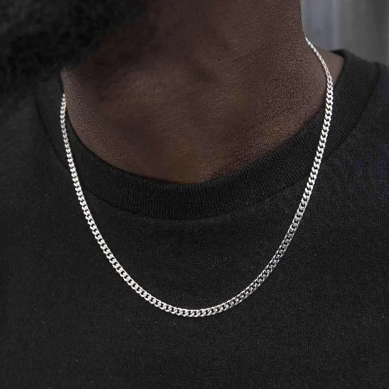 Exclusive Men's Necklaces & Pendants for the Modern Gentleman-Micro Cuban in White Gold- 3mm Exclusive Men's Necklaces & Pendants for the Modern Gentleman-Micro Cuban in White Gold- 3mm