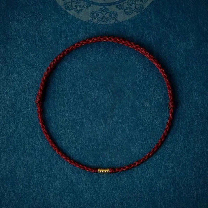 Men's Bracelet Sets for Stylish Looks-Buddha Stones 925 Sterling Silver Lucky Golden Bead Braided String Bracelet Anklet Men's Bracelet Sets for Stylish Looks-Buddha Stones 925 Sterling Silver Lucky Golden Bead Braided String Bracelet Anklet