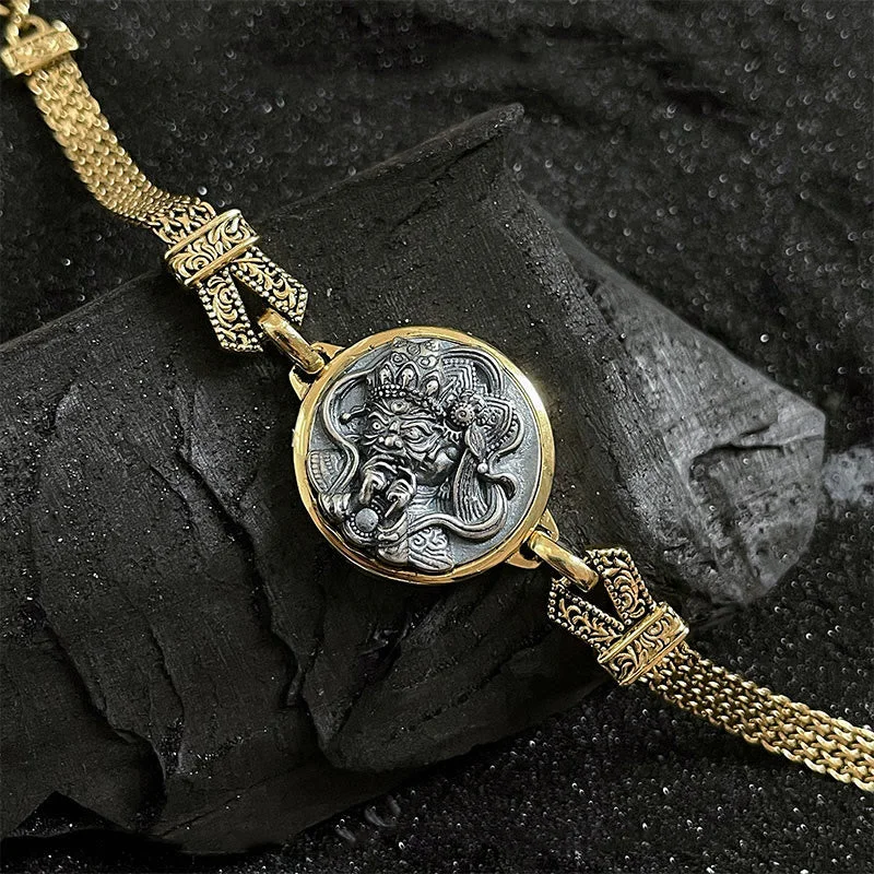 Adjustable Beaded Bracelets for Men-Buddha Stones Tibetan 925 Sterling Silver Zakiram Goddess of Wealth Blessing Protection Bracelet Adjustable Beaded Bracelets for Men-Buddha Stones Tibetan 925 Sterling Silver Zakiram Goddess of Wealth Blessing Protection Bracelet
