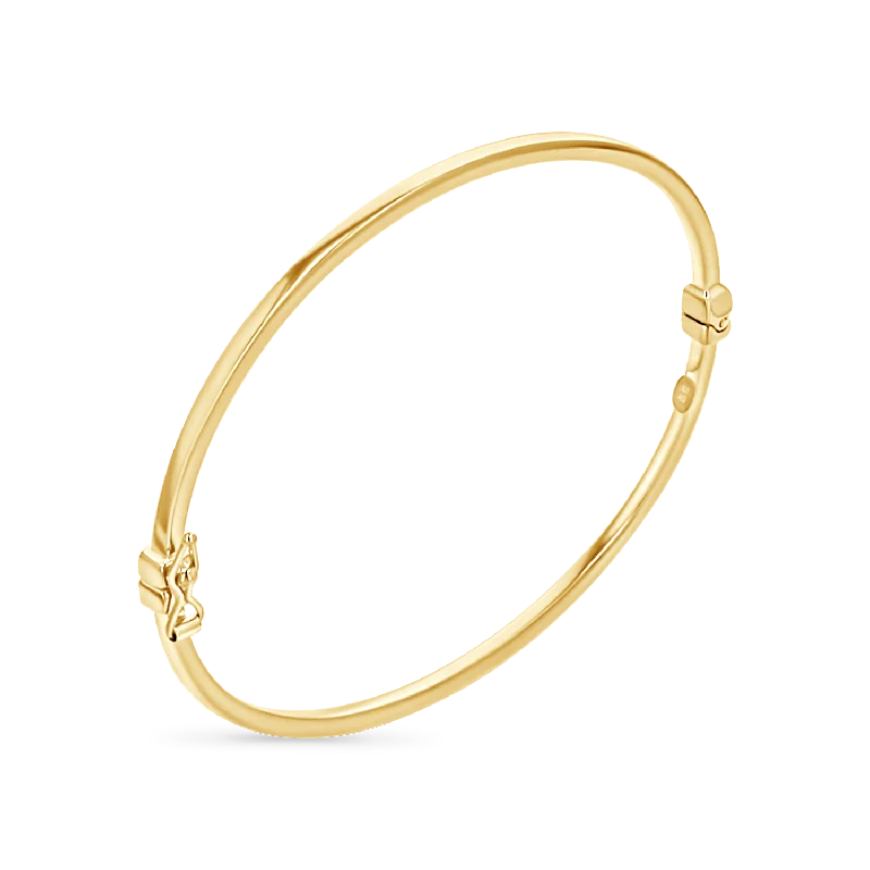 Men's Bracelets with Engraved Names-Linear Bangle