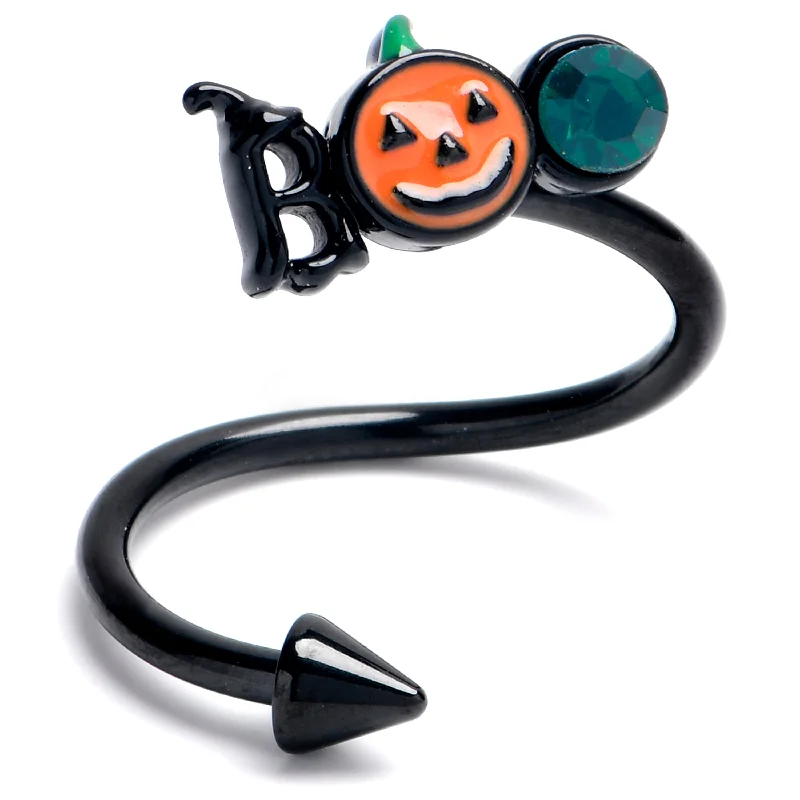 Beautiful Belly Rings for Stunning Fashion -Green Gem Black Boo Halloween Spiral Twister Belly Ring Beautiful Belly Rings for Stunning Fashion -Green Gem Black Boo Halloween Spiral Twister Belly Ring