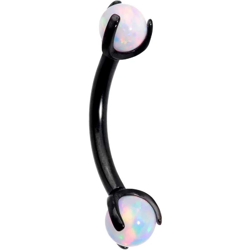 Women's Earrings – Elegant Designs for Every Personality--16 Gauge 5/16 White Synthetic Opal Black Internal Thread Eyebrow Ring