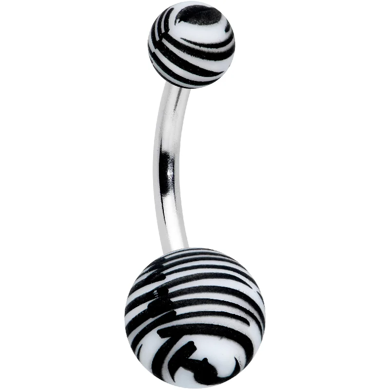 Stylish Belly Rings for Chic and Modern Fashion -Matte White Zebra Stripe Belly Ring Stylish Belly Rings for Chic and Modern Fashion -Matte White Zebra Stripe Belly Ring