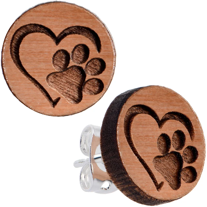 Women's Earrings – Elegant Designs for Every Personality--Natural Maple Wood Heart Paw Print Stud Earrings Women's Earrings – Elegant Designs for Every Personality--Natural Maple Wood Heart Paw Print Stud Earrings