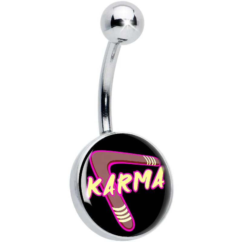 Comfortable Belly Rings for Elegant Comfort -Karmic Boomerang Belly Ring