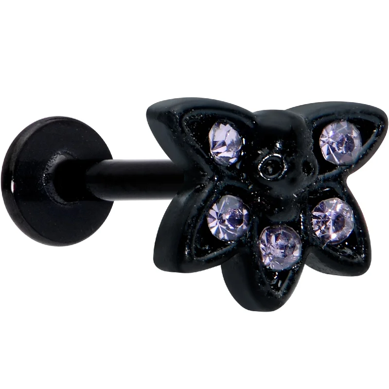 Designer Lip Rings for Exclusive Fashion16 Gauge 5/16 Purple Gem Black Skull Blossom Labret Monroe Tragus
