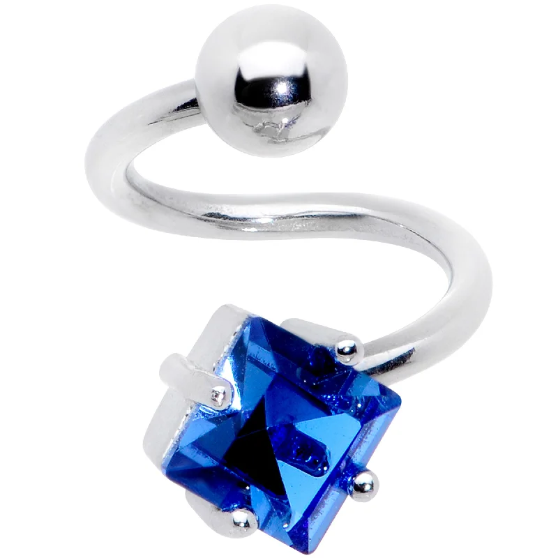 Minimalist Lip Rings for Simple Looks14 Gauge 3/8 Blue Gem Refined Rhombus Spiral Twister Belly Ring