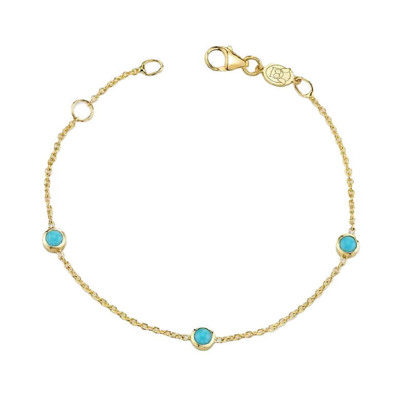 Sleek Leather Bracelets for Men-Turquoise 3 Stone Bracelet