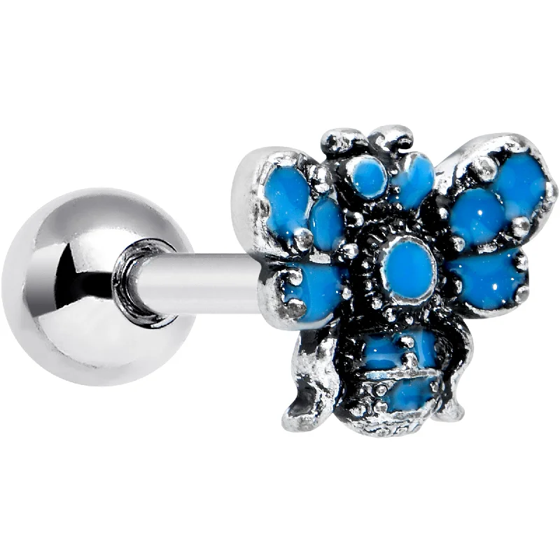 Women's Earrings – Elegant Designs for Every Personality--16 Gauge 1/4 Textured Blue Butterfly Cartilage Tragus Earring Women's Earrings – Elegant Designs for Every Personality--16 Gauge 1/4 Textured Blue Butterfly Cartilage Tragus Earring
