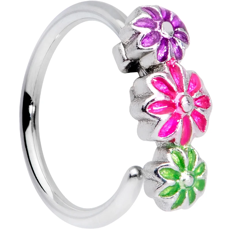 Eye-Catching Nose Rings for Glam Look -20 Gauge 5/16 Flower Patch Nose Hoop