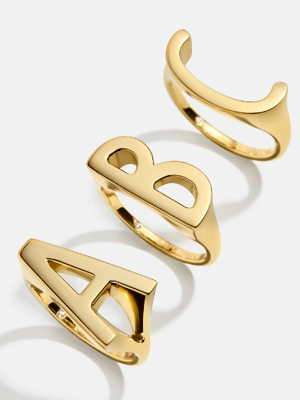 Chic Women's Rings for Fashion-Forward Looks-18K Gold East West Initial Ring - Gold
