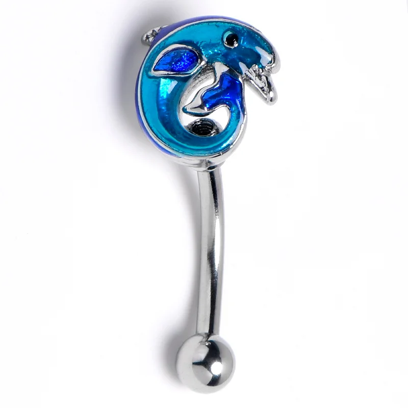 Women's Earrings – Elegant Designs for Every Personality--16 Gauge 5/16 Dolphin Blue Beauty Curved Eyebrow Ring