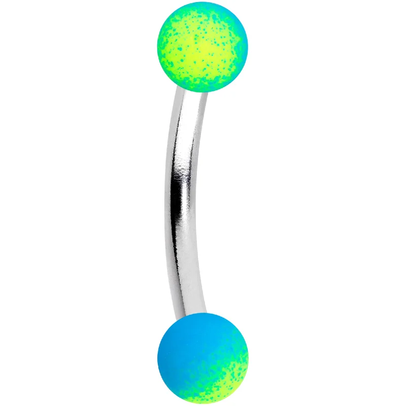 Women's Earrings – Elegant Designs for Every Personality--16 Gauge 5/16 Blue Green Ombre Soft Finish Curved Eyebrow Ring