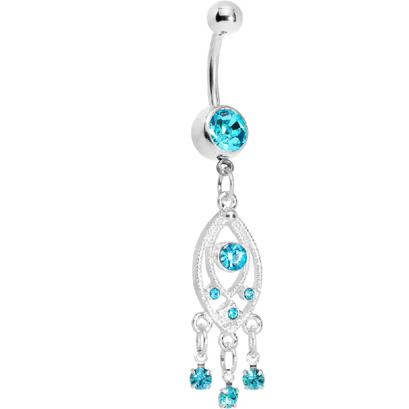 Trendy Belly Rings with Stylish Accents -Aqua Gem Grecian Glamour Chandelier Belly Ring Trendy Belly Rings with Stylish Accents -Aqua Gem Grecian Glamour Chandelier Belly Ring