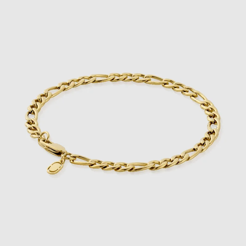 Unique Leather and Metal Bracelets for Men-Figaro Bracelet (Gold) 5mm
