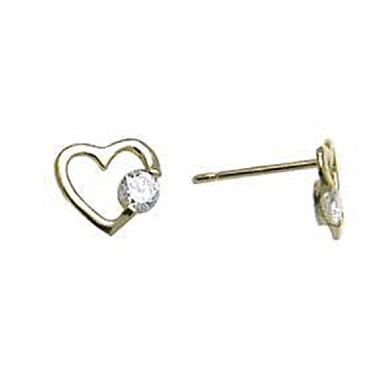 Women's Earrings – Elegant Designs for Every Personality--14kt Yellow Gold CZ Hollow Heart Stud Earrings 7mm Women's Earrings – Elegant Designs for Every Personality--14kt Yellow Gold CZ Hollow Heart Stud Earrings 7mm
