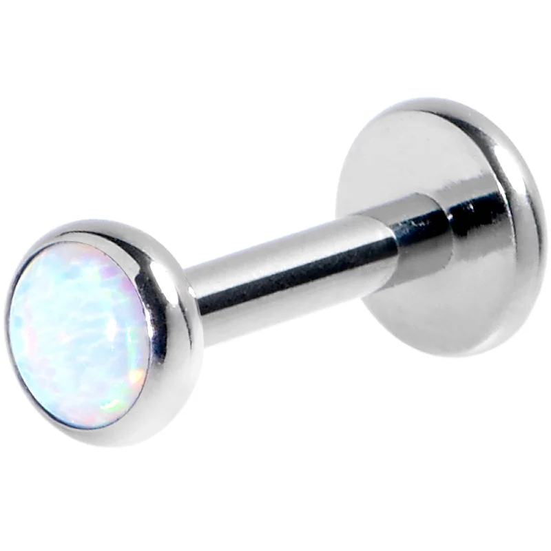 Women's Earrings – Elegant Designs for Every Personality--16 Gauge 1/4 White Synthetic Opal G23 Titanium Threadless Push In Labret Women's Earrings – Elegant Designs for Every Personality--16 Gauge 1/4 White Synthetic Opal G23 Titanium Threadless Push In Labret