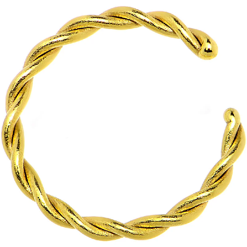 Designer Nose Rings for Elegant Women -16 Gauge 5/16 Gold IP Annealed Steel Seamless Braided Circular Ring Designer Nose Rings for Elegant Women -16 Gauge 5/16 Gold IP Annealed Steel Seamless Braided Circular Ring