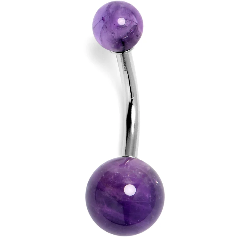 Stylish Belly Rings for Exclusive Fashion -14 Gauge 3/8 Amethyst Natural Stone Belly Ring Stylish Belly Rings for Exclusive Fashion -14 Gauge 3/8 Amethyst Natural Stone Belly Ring