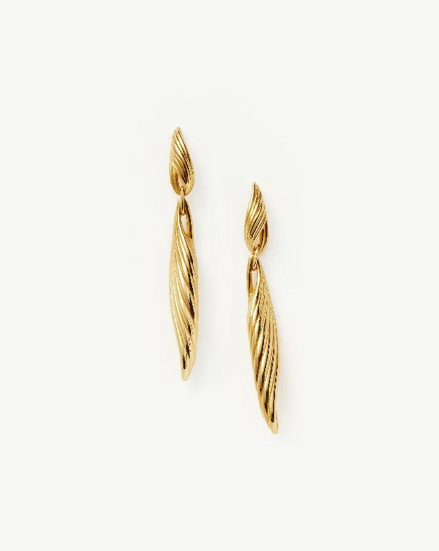 Women's Earrings – Elegant Designs for Every Personality--Wavy Ridge Double Drop Earrings