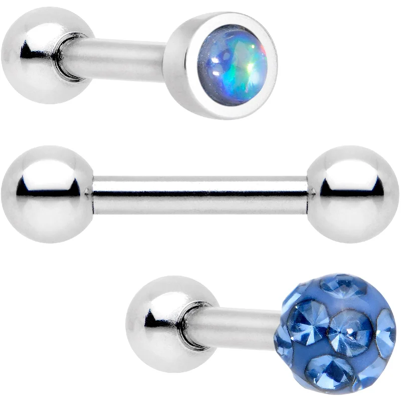 Women's Earrings – Elegant Designs for Every Personality--16 Gauge 1/4 Sky Blue Faux Opal Inlay Cartilage Tragus Earring 3 Pack Set Women's Earrings – Elegant Designs for Every Personality--16 Gauge 1/4 Sky Blue Faux Opal Inlay Cartilage Tragus Earring 3 Pack Set
