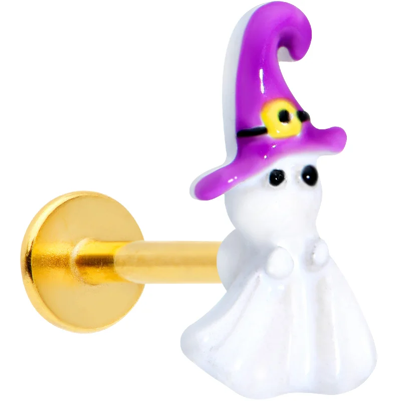 Beautiful Lip Rings for Special Occasions16 Gauge 5/16 Gold Tone Ghost Witch Halloween Labret Monroe Tragus