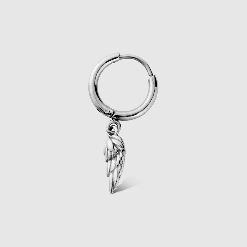 Shop Durable Men's Earrings for Everyday Wear-Wing Earring (Silver)
