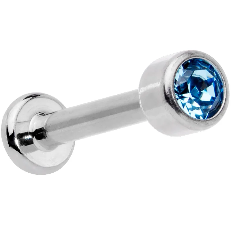 Women's Earrings – Elegant Designs for Every Personality--16 Gauge 5/16 Aqua Gem Grade 23 Titanium Internally Threaded Labret