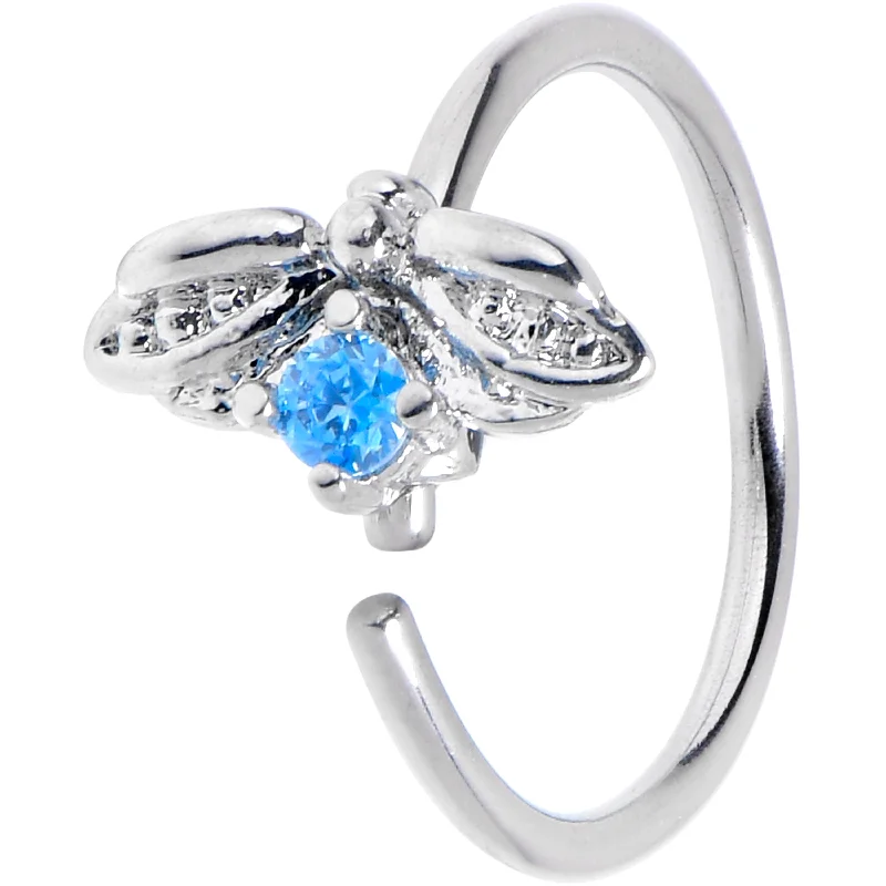 Affordable Designer Nose Rings -20 Gauge 5/16 Blue Gem Beauty Bug Insect Nose Hoop