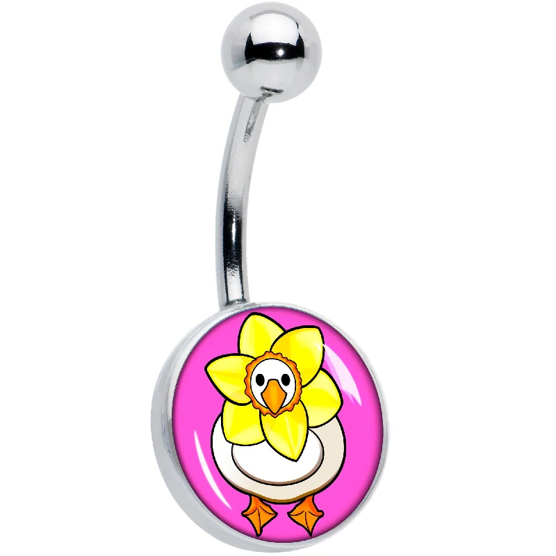 Sparkling Belly Rings with Beautiful Stone Work -Daffodil Duck Belly Ring