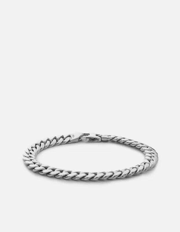 Men's Bracelets with Inspirational Quotes-6.5mm Cuban Chain Bracelet, Sterling Silver Men's Bracelets with Inspirational Quotes-6.5mm Cuban Chain Bracelet, Sterling Silver