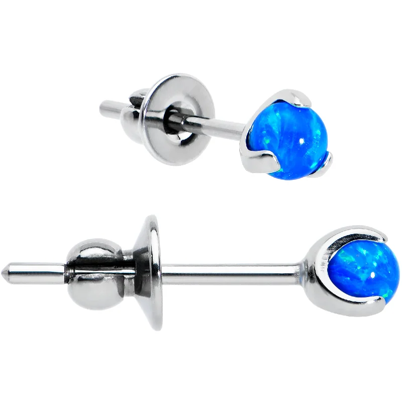 Women's Earrings – Elegant Designs for Every Personality--3mm Blue Synthetic Opal Ball Implant Grade Titanium Stud Earrings Women's Earrings – Elegant Designs for Every Personality--3mm Blue Synthetic Opal Ball Implant Grade Titanium Stud Earrings