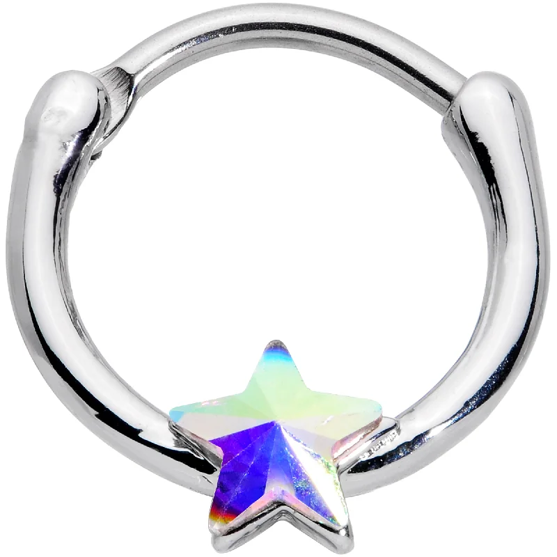 Women's Earrings – Elegant Designs for Every Personality--16 Gauge 3/8 Aurora Gem Simple Star Cartilage Clicker