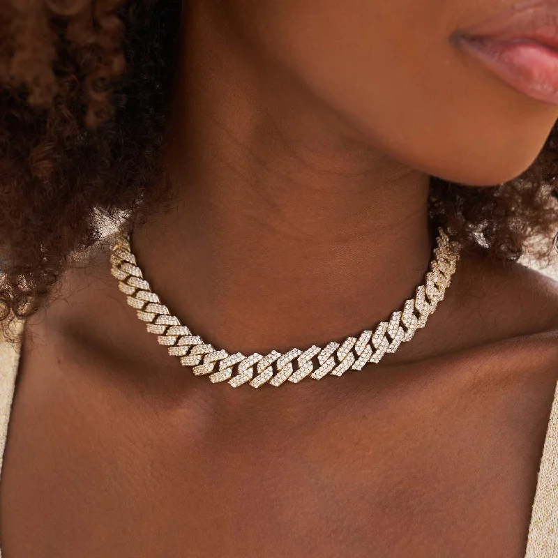 Shop Classic Women's  Necklaces & Pendants with a Modern Twist-Diamond Prong Link Necklace in Yellow Gold - 12mm