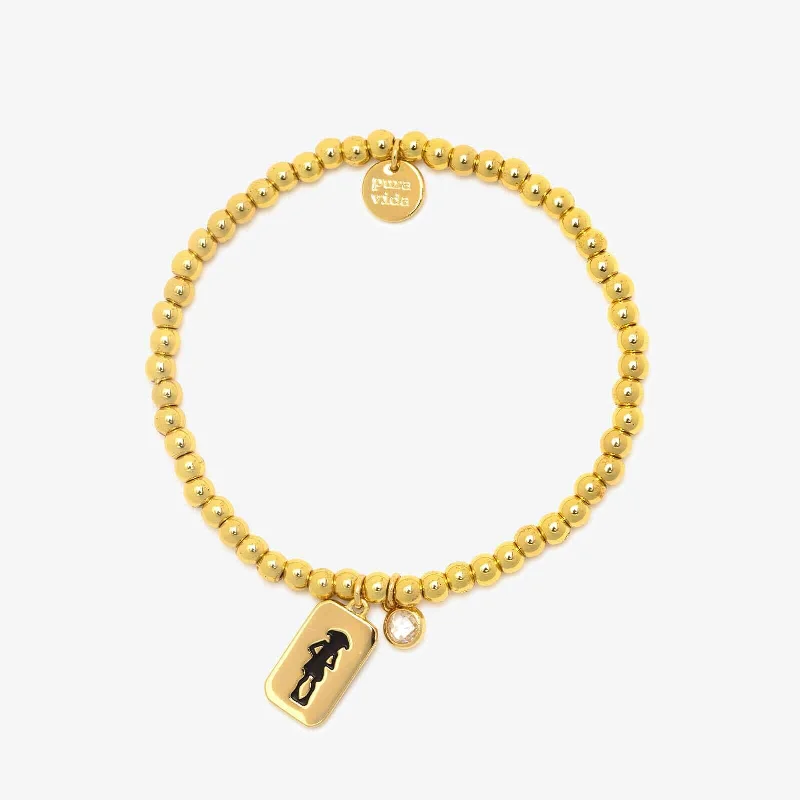 Modern Bracelets for Men-Dobby Metal Bead Stretch Bracelet
