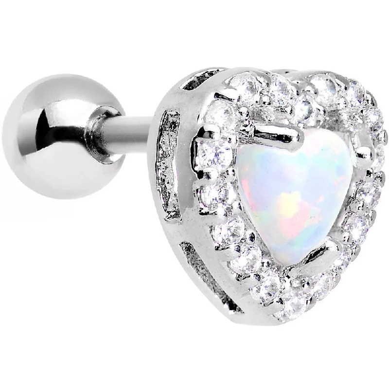 Women's Earrings – Elegant Designs for Every Personality--Stainless Steel White Faux Opal Heart Tragus Cartilage Earring Women's Earrings – Elegant Designs for Every Personality--Stainless Steel White Faux Opal Heart Tragus Cartilage Earring