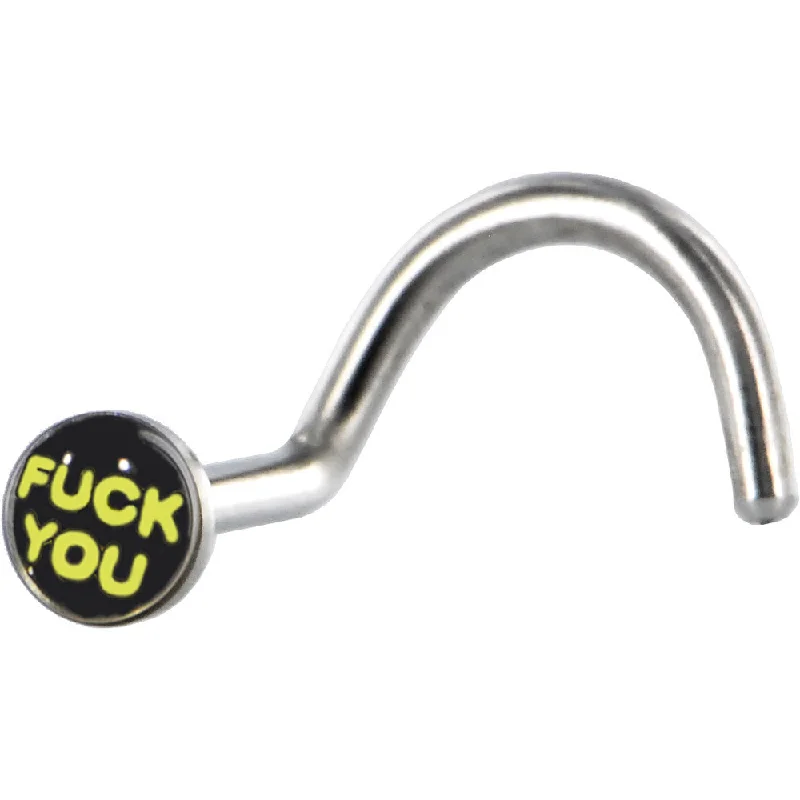 Nose Rings for Cartilage -Surgical Steel Black and Yellow FUCK YOU Logo Nose Ring